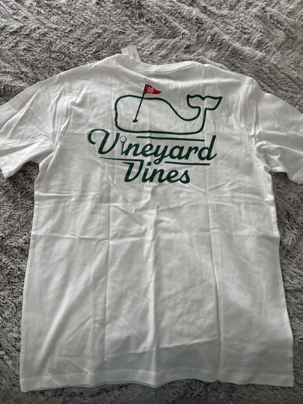 Vineyard Vines White Tee with Green Whale and Red Flag, NWT, size SM